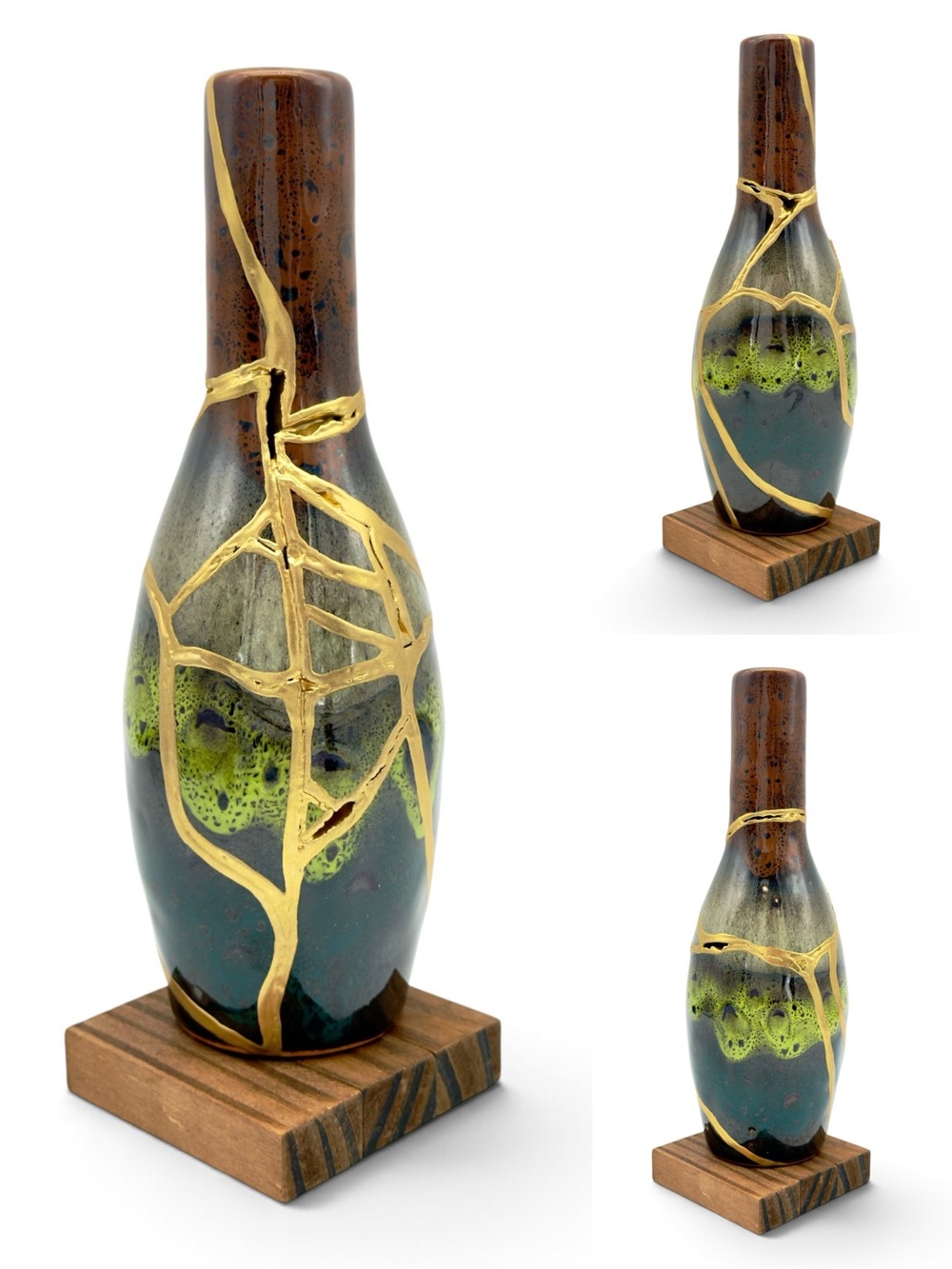 Kintsugi Vase Drip Glazed Gold Crack Art Growth Anniversary Gift